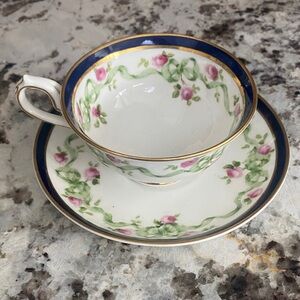 Crescent China Floral Teacup with Gold Accents
